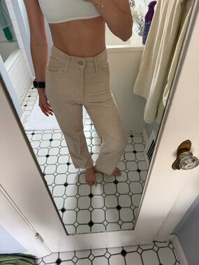 Levi's Beige High-Rise Wide-Leg Corduroy Pants